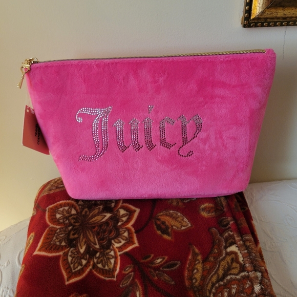Juicy Couture Handbags - New Juicy Couture Hot Pink velour makeup pouch.